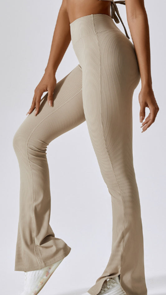 Ribbed flare leg pants